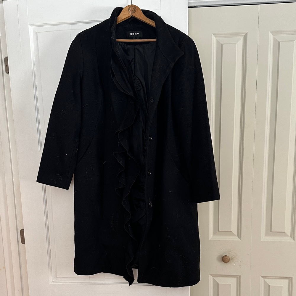 DKNY Elegant Black Ruffle Jacket
